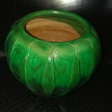 Green ceramic vase with a moist effect around 1930