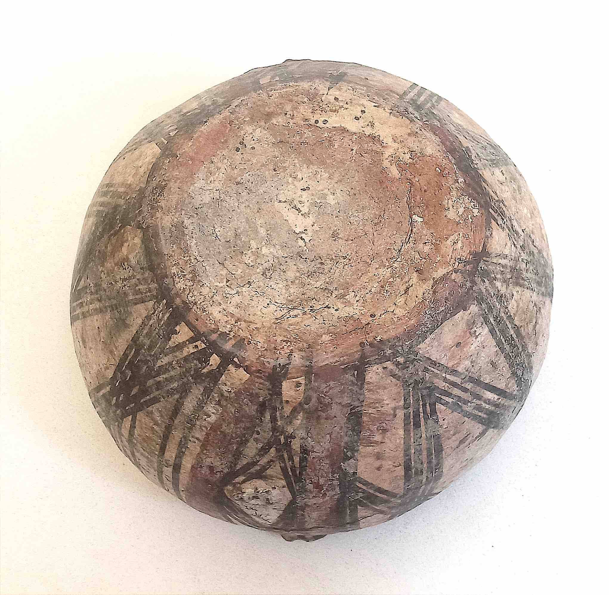 Large ethnic style bowl in orange terracotta, early 20th century