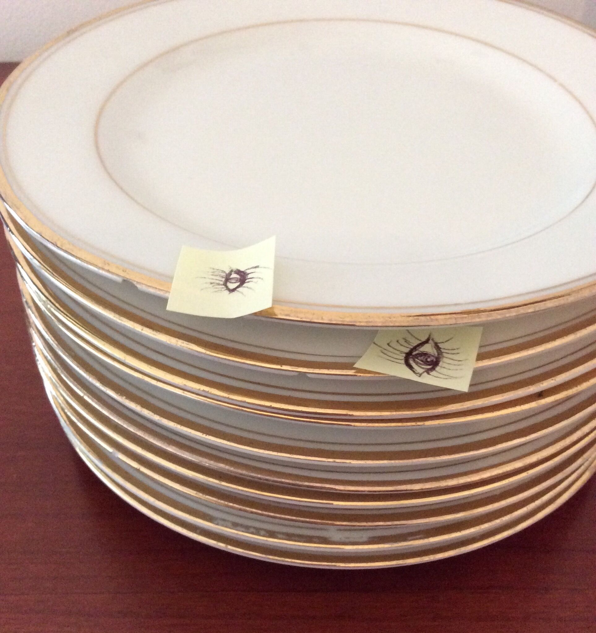 Old dessert plates, mignardises, Limoges porcelain