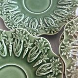 Set of 9 small old green earthenware plates