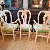 Set of 2 armchairs and 1 baroque style chair