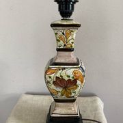 Lampe de salon en faïence façon craquelée décor fait main époque XXe