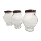 Trio of spice jars, bakelite cork