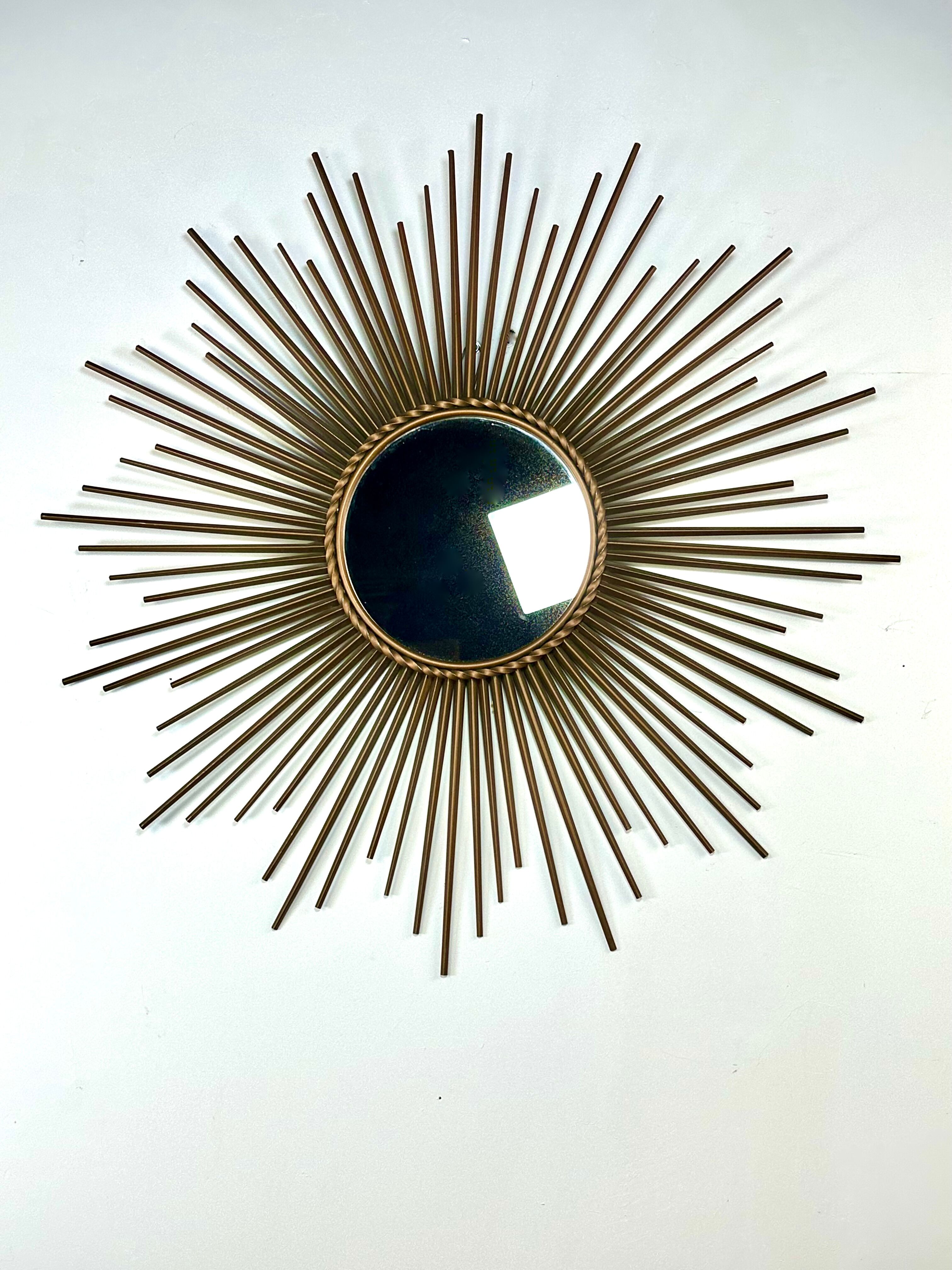 Sun Mirror Chaty Vallauris in gilded metal 1950s/60s