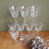 Set of 9 small glasses on foot Vmc Reims France vintage