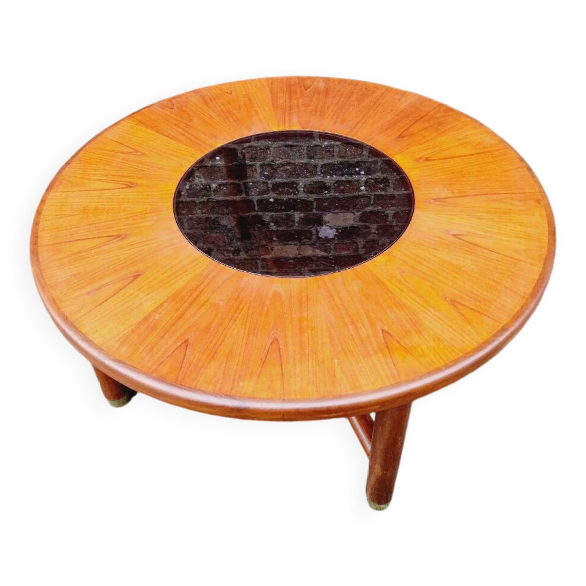 G-plan table with smoked glass, signed vintage.