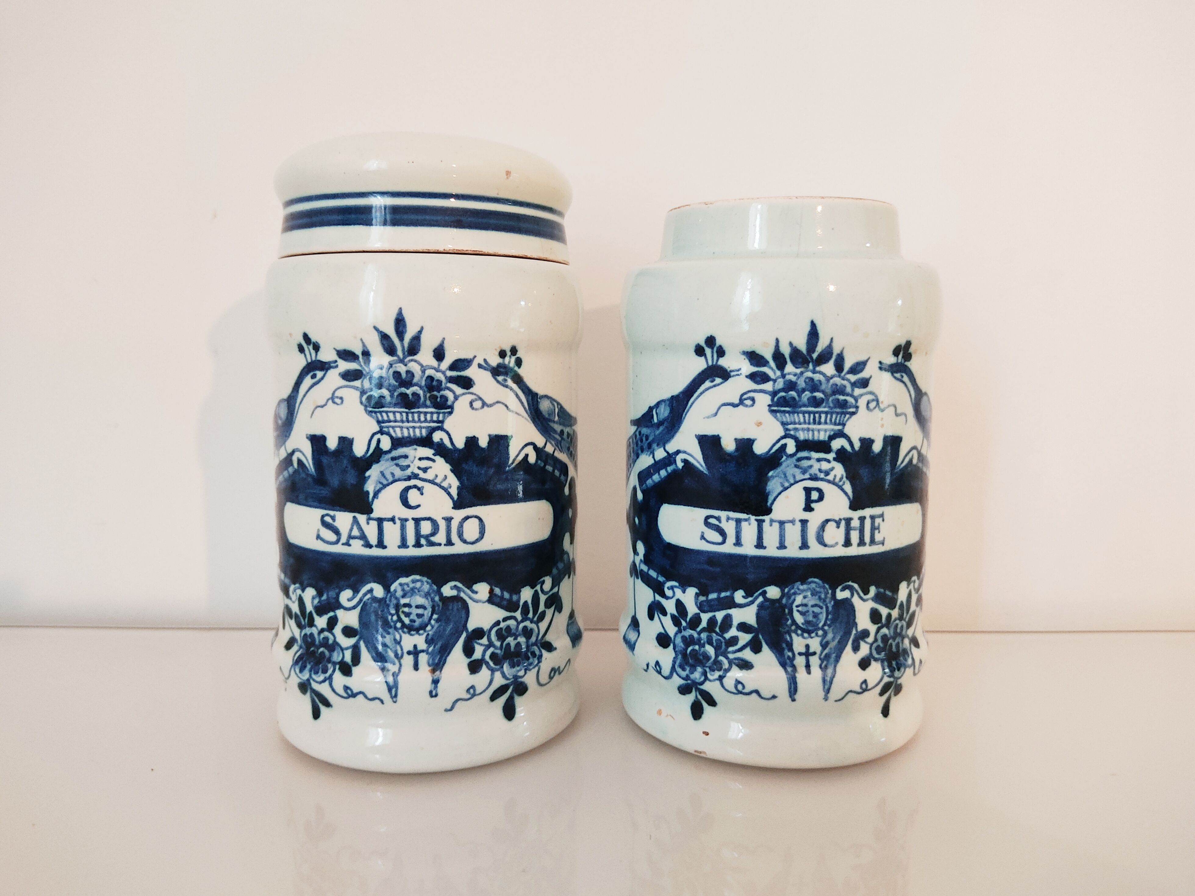 Oud Delft set of two pharmacy jars