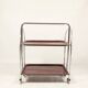 Bar de service vintage Bauhaus style chrome et bois mobile wengé