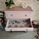 Commode vintage pieds compas tissu thevenon