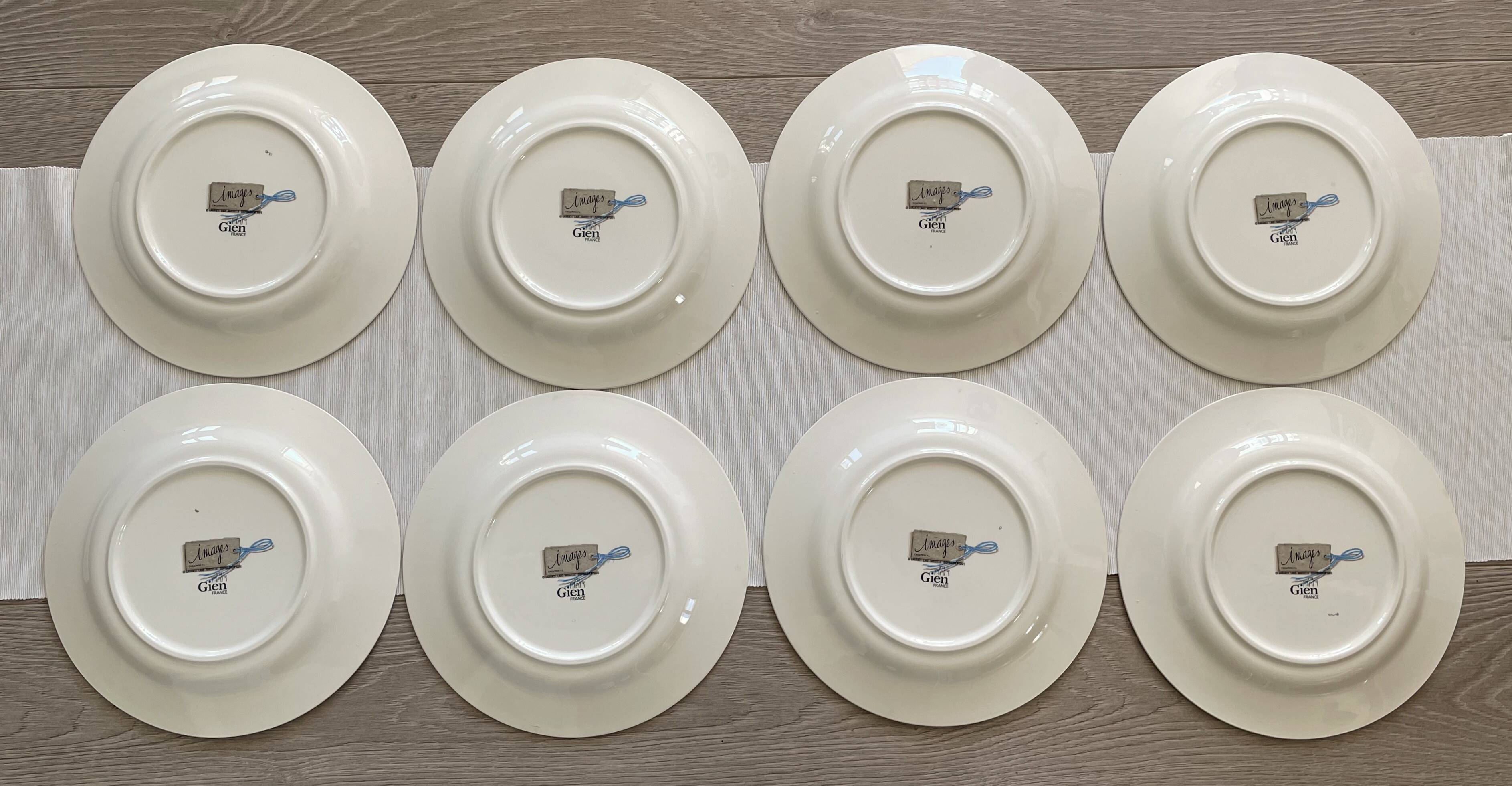 8 grandes assiettes plates en faïence de gien