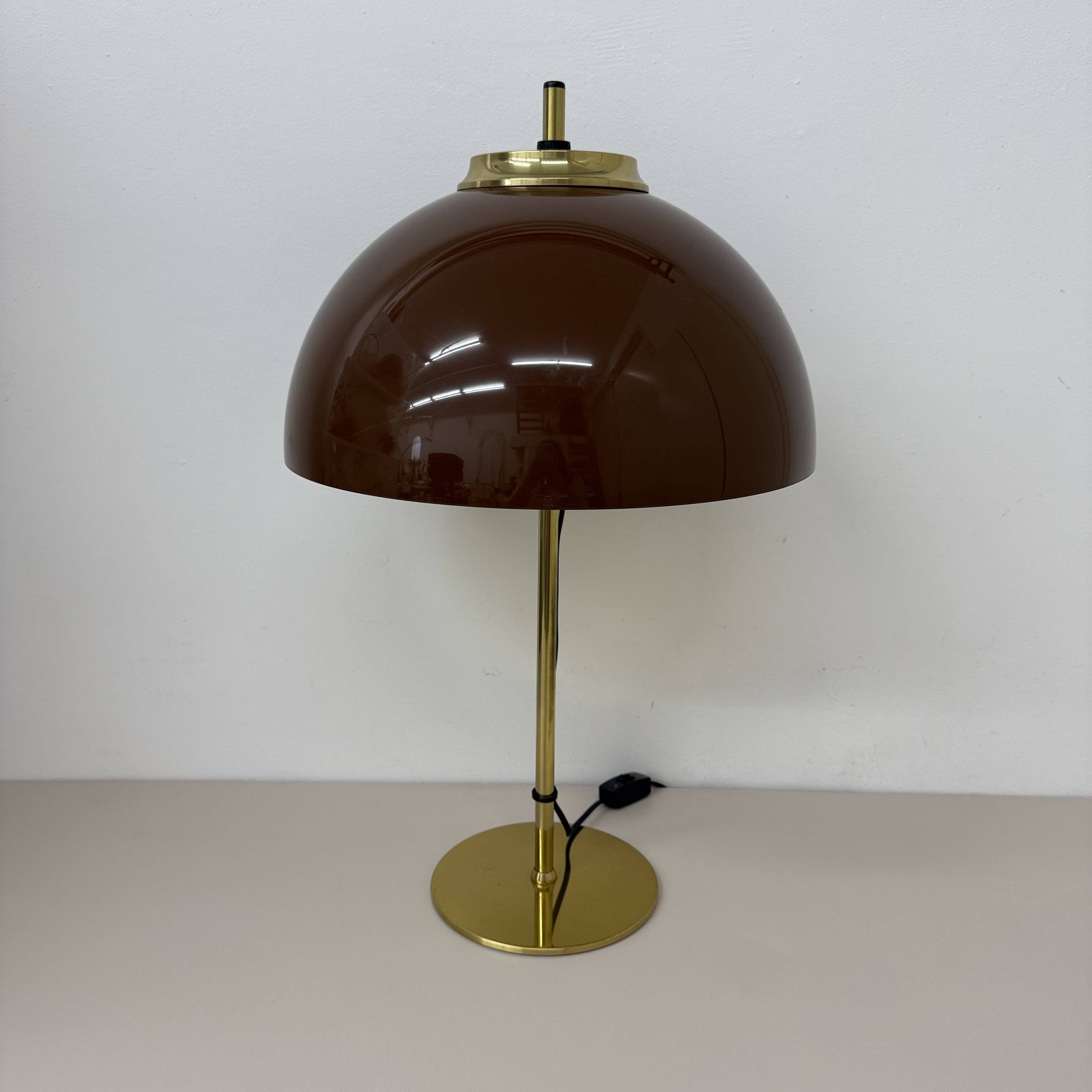 Vintage Mushroom table lamp with gold metal base , 1970s