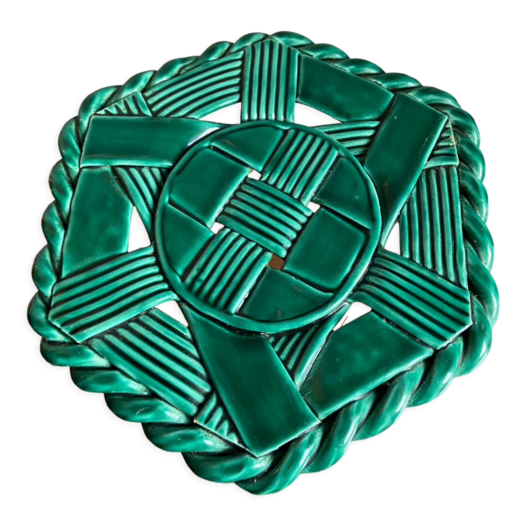 Vintage braided green ceramic trivia