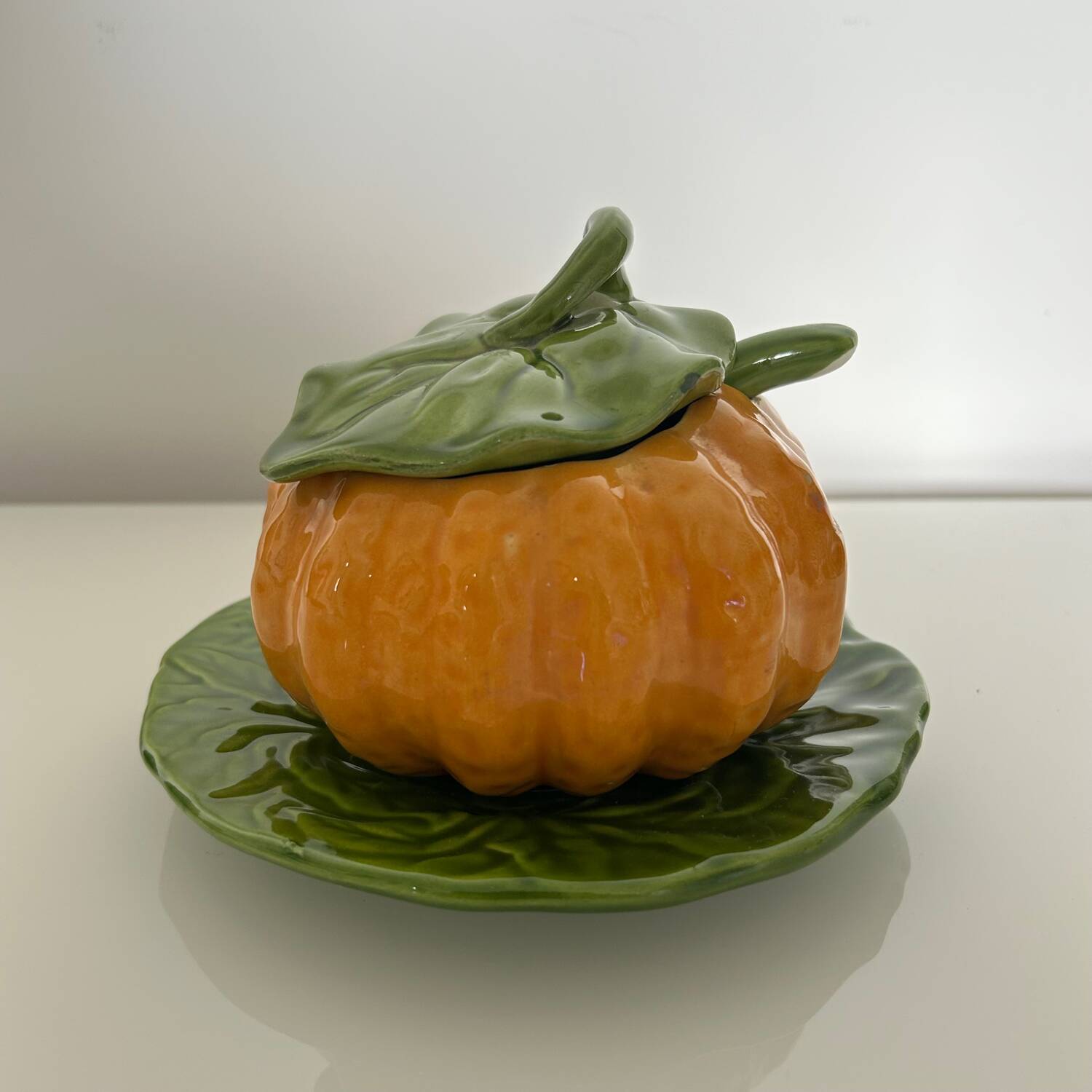 Pumpkin soup tureen in slipware
