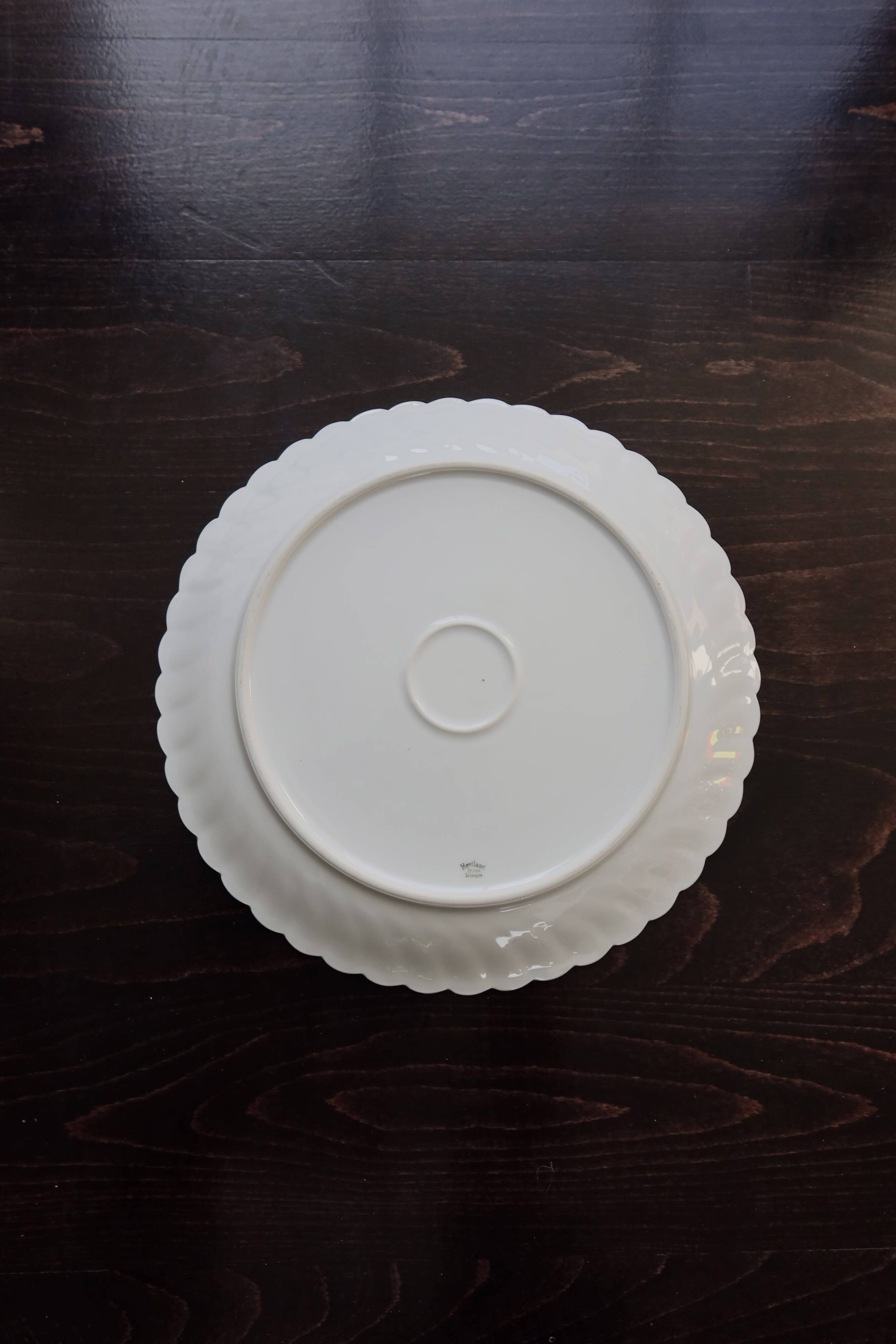 Vintage round serving dish in white porcelain with twists by Limoges Haviland