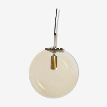 Suspension vintage laiton et verre de Limburg 1960s