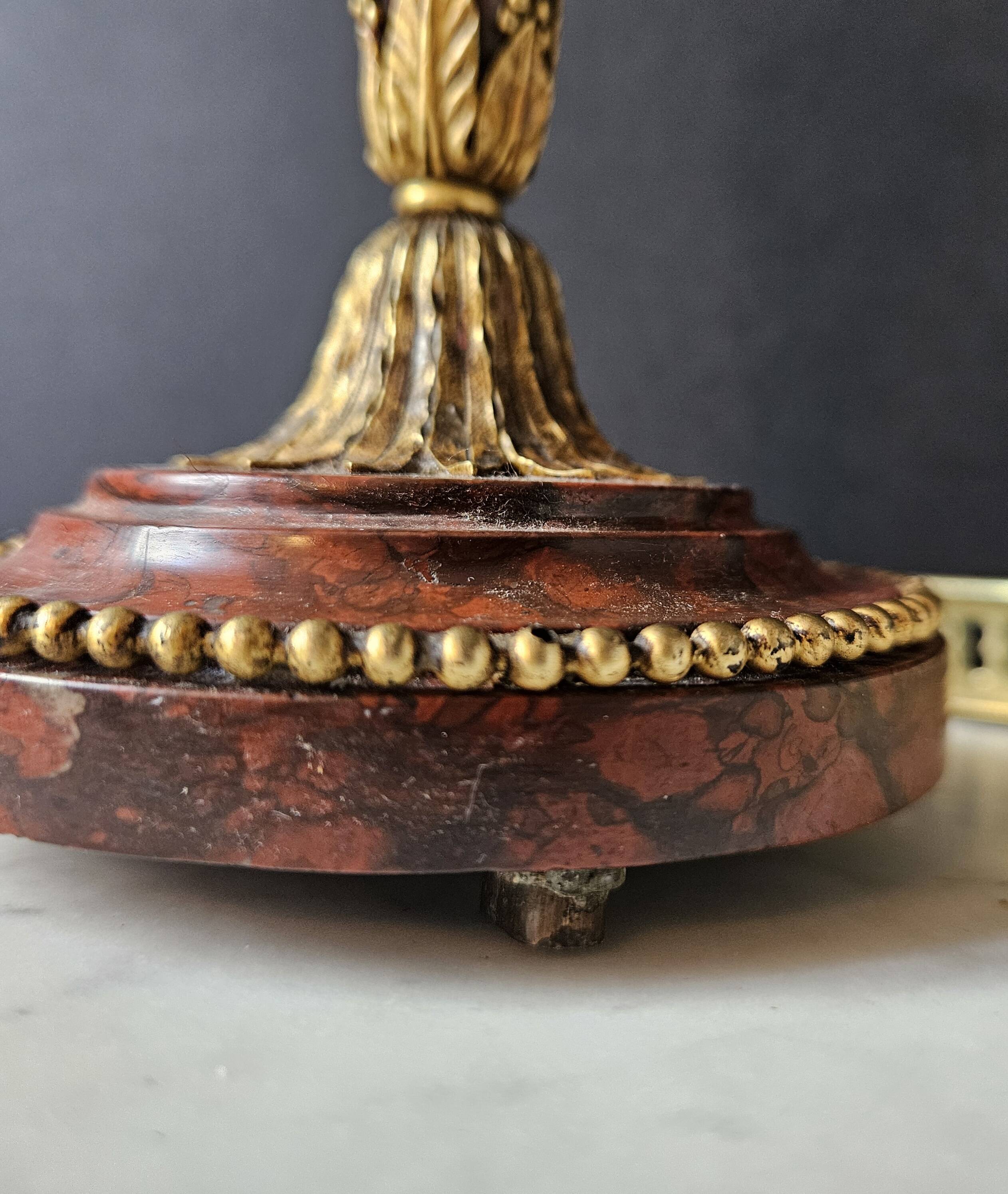 Ostrich Egg, Base in Brass and Brown Marble Empire Napoleon III H: 35cm