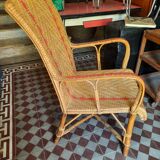 Braided rattan armchair