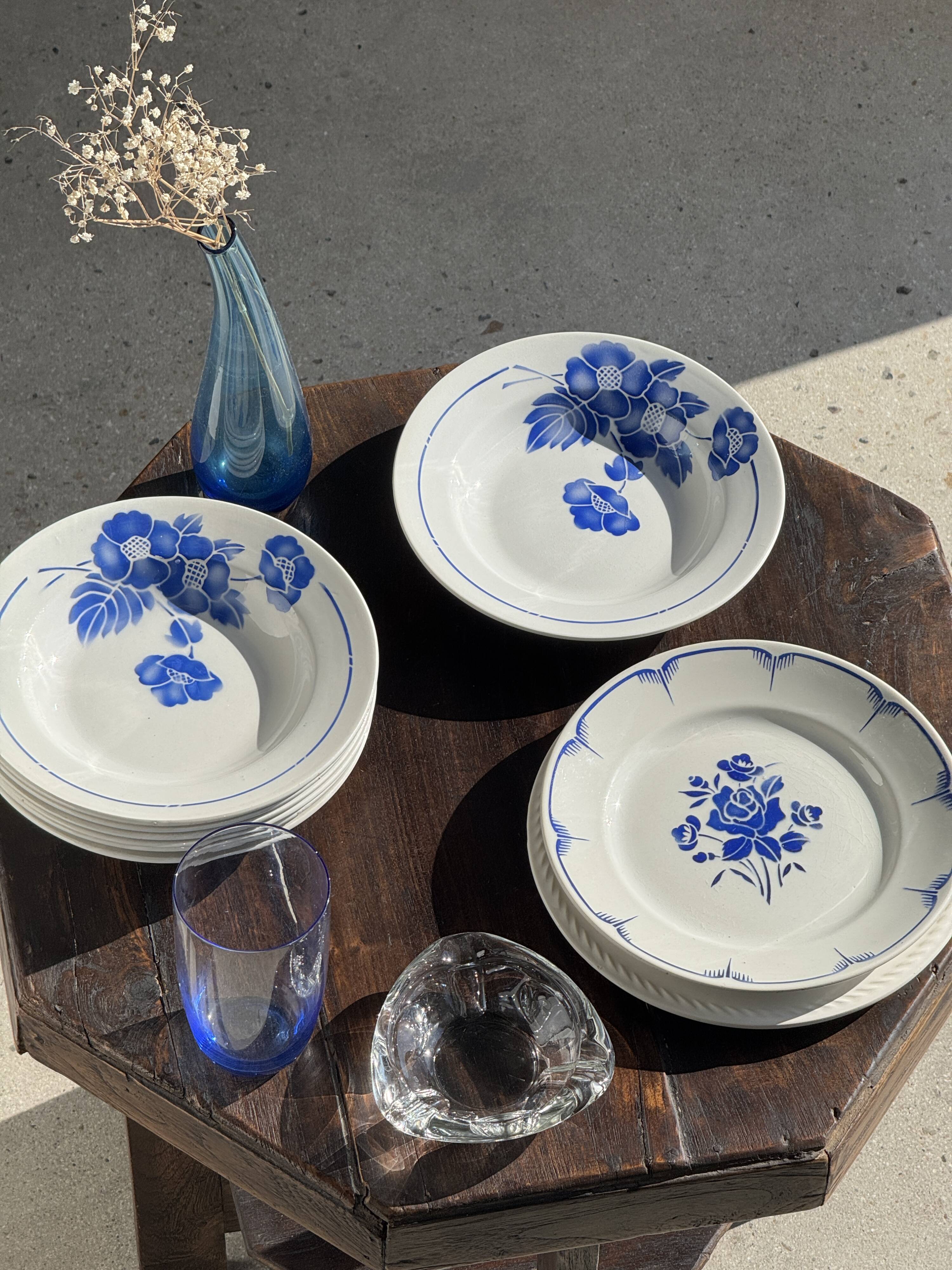 Set of 14 antique deep plates Moulin des Loups Hamage Model Edmond