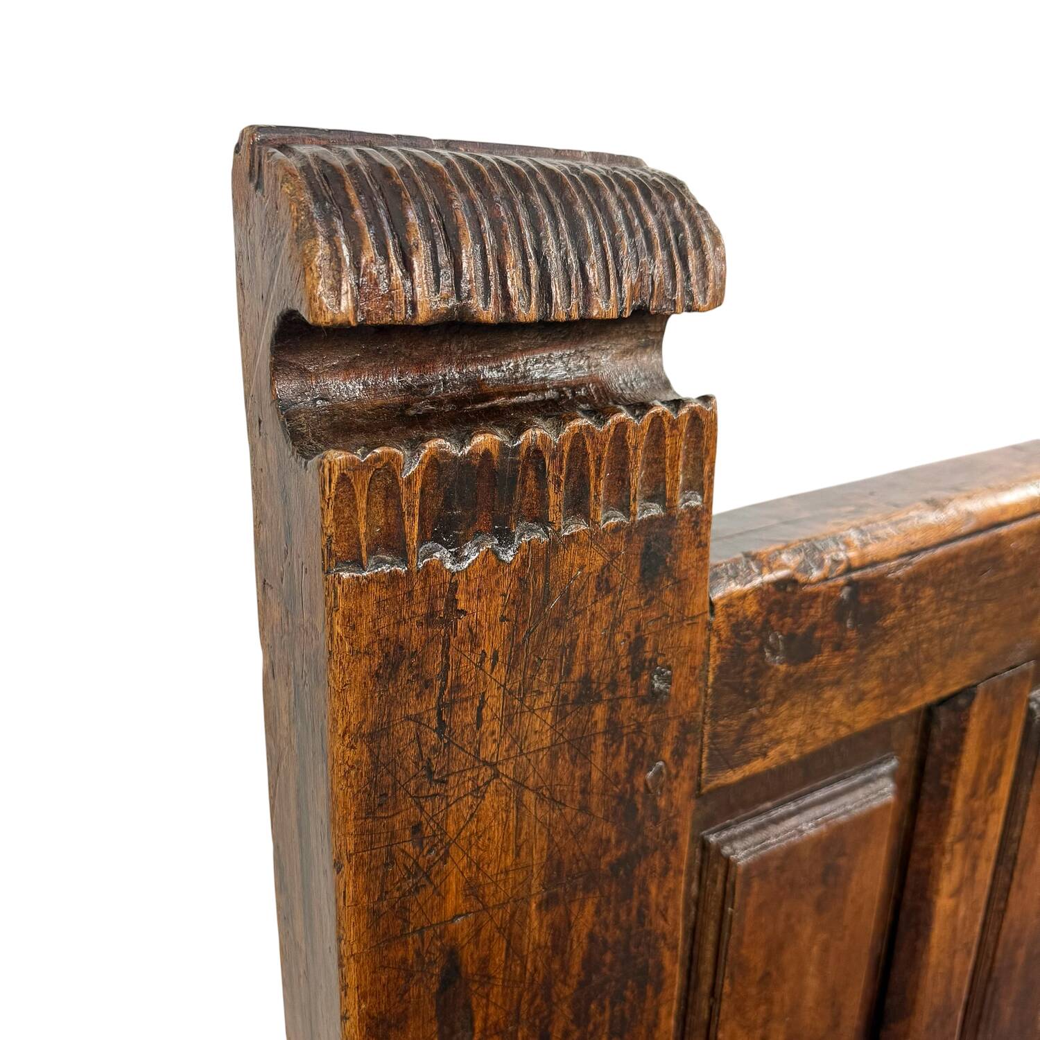 Antique Spanish Oak Bench – Traditional Pegged Construction