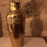 Yellow copper vase signed gbn art deco