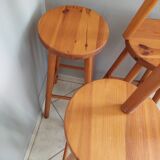 Set of 6 pine bar stools