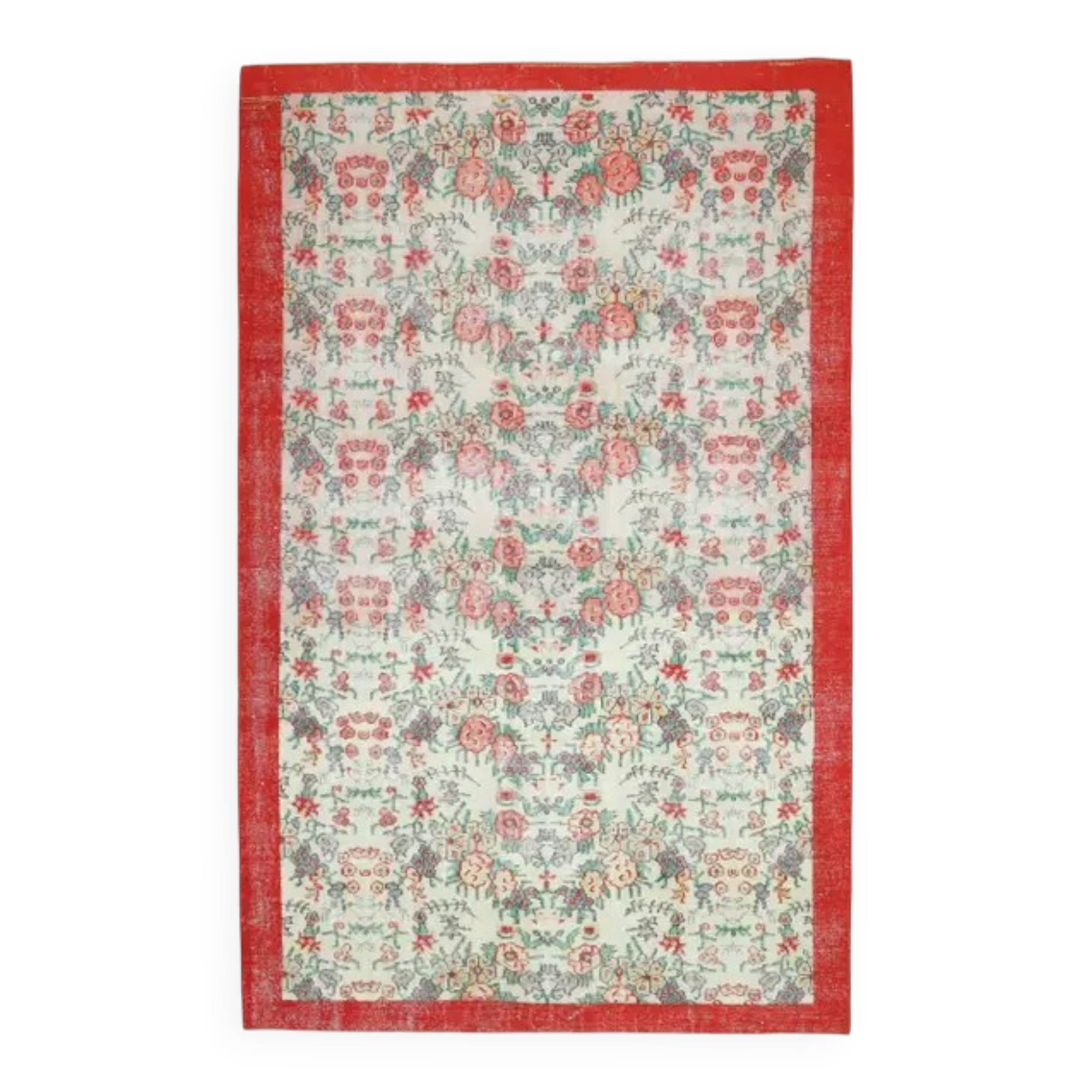 Vintage Turkish Oushak handmade wool cotton beige area rug 177x279
