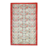 Tapis d'aire vintage turc Oushak fait à la main en laine et coton beige 177x279