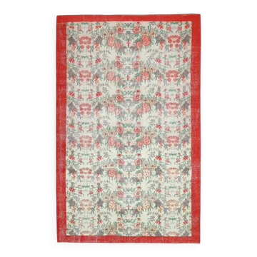 Vintage Turkish Oushak handmade wool cotton beige area rug 177x279