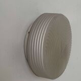 Vintage wall lamp in pressed molded sandblasted glass, France 1960