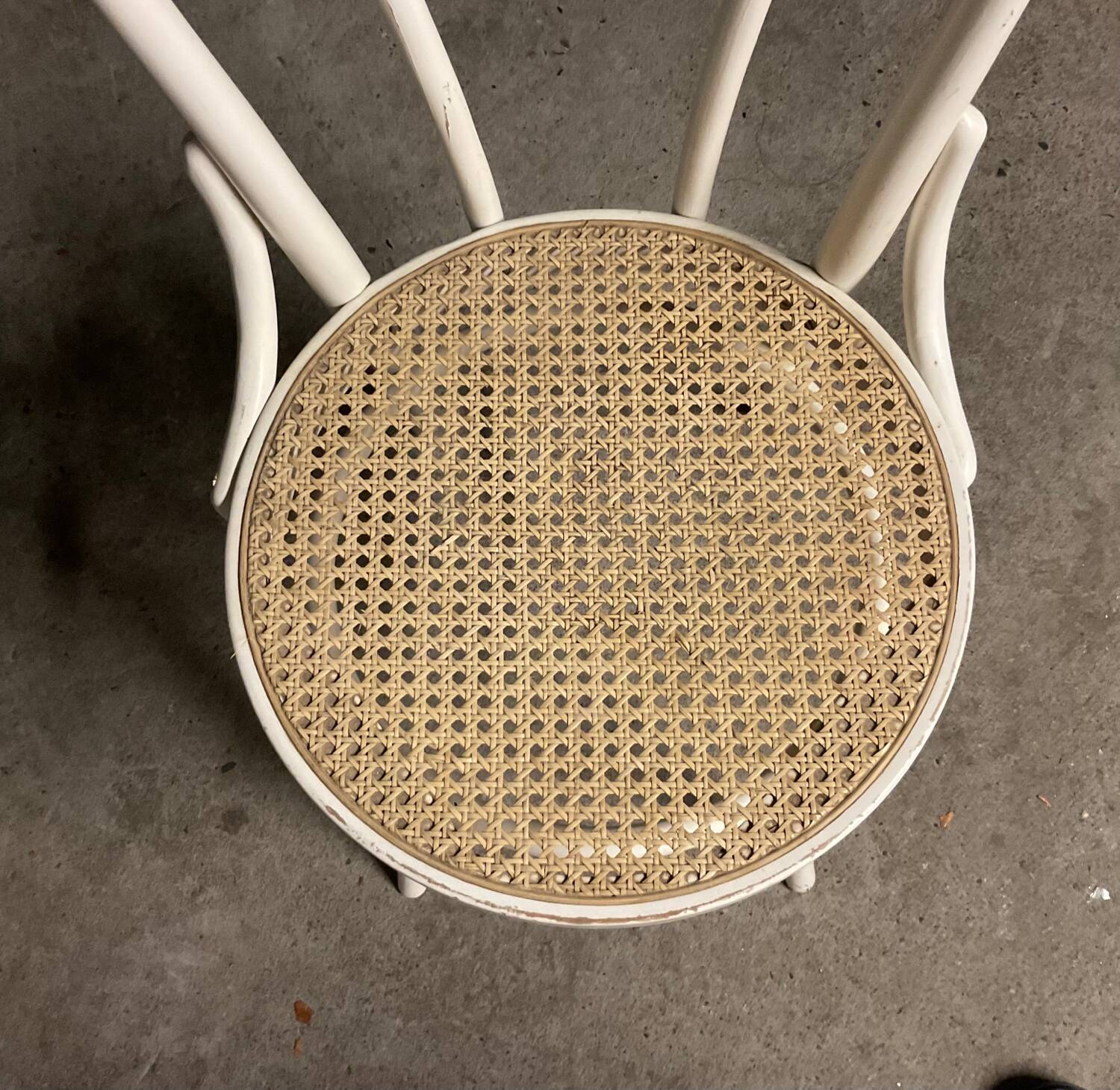 White bistro chair cane seat