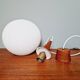 Scandinavian teak and white satin glass pendant light, 1960s