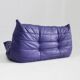 Vintage purple leather Togo 2 seater sofa by Ligne Roset 1990s