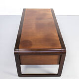 70s dark teak curved writing desk
