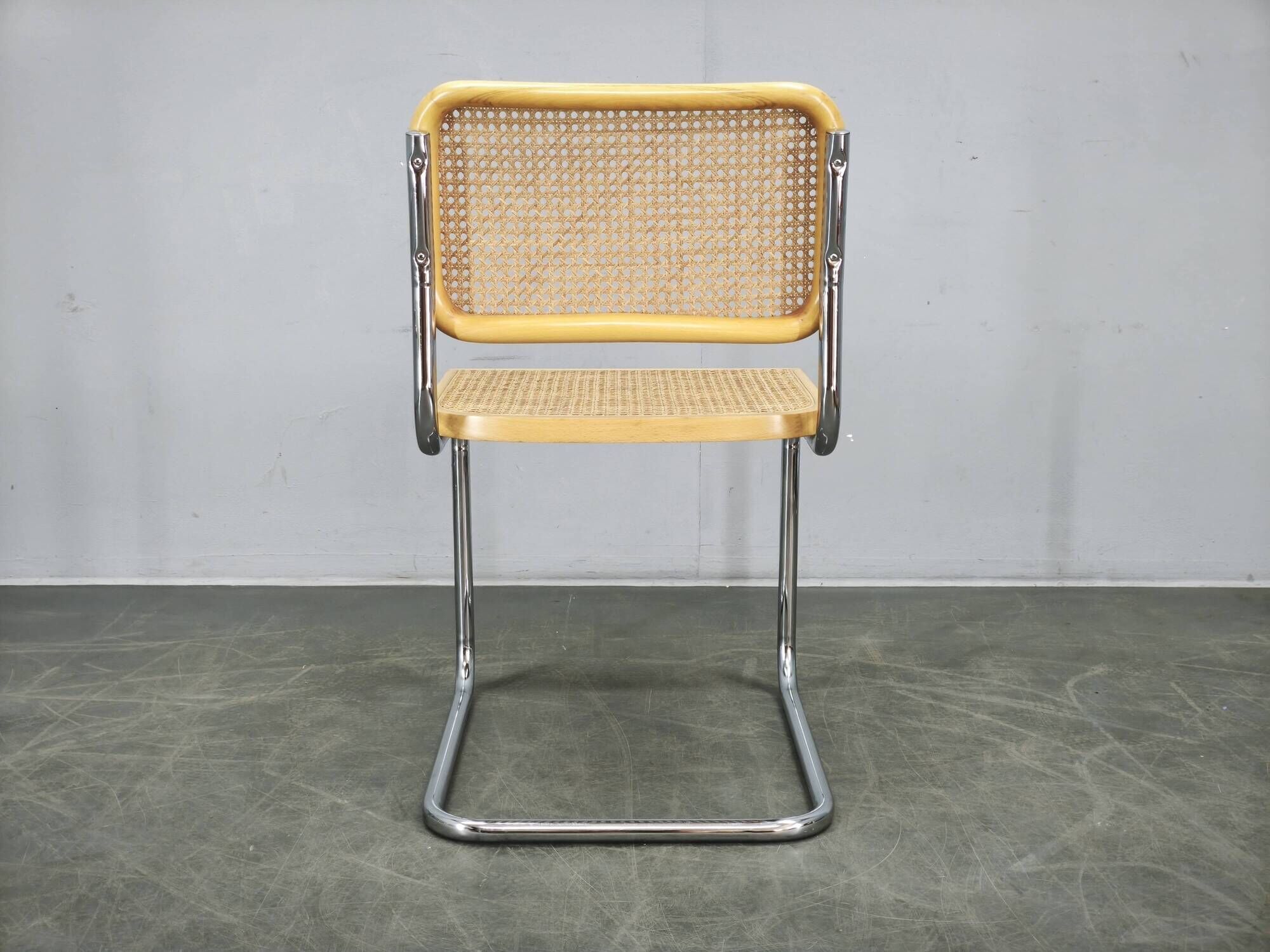 Italian Cesca B32 Style Cane and Chrome Cantilever Chair, 1970s