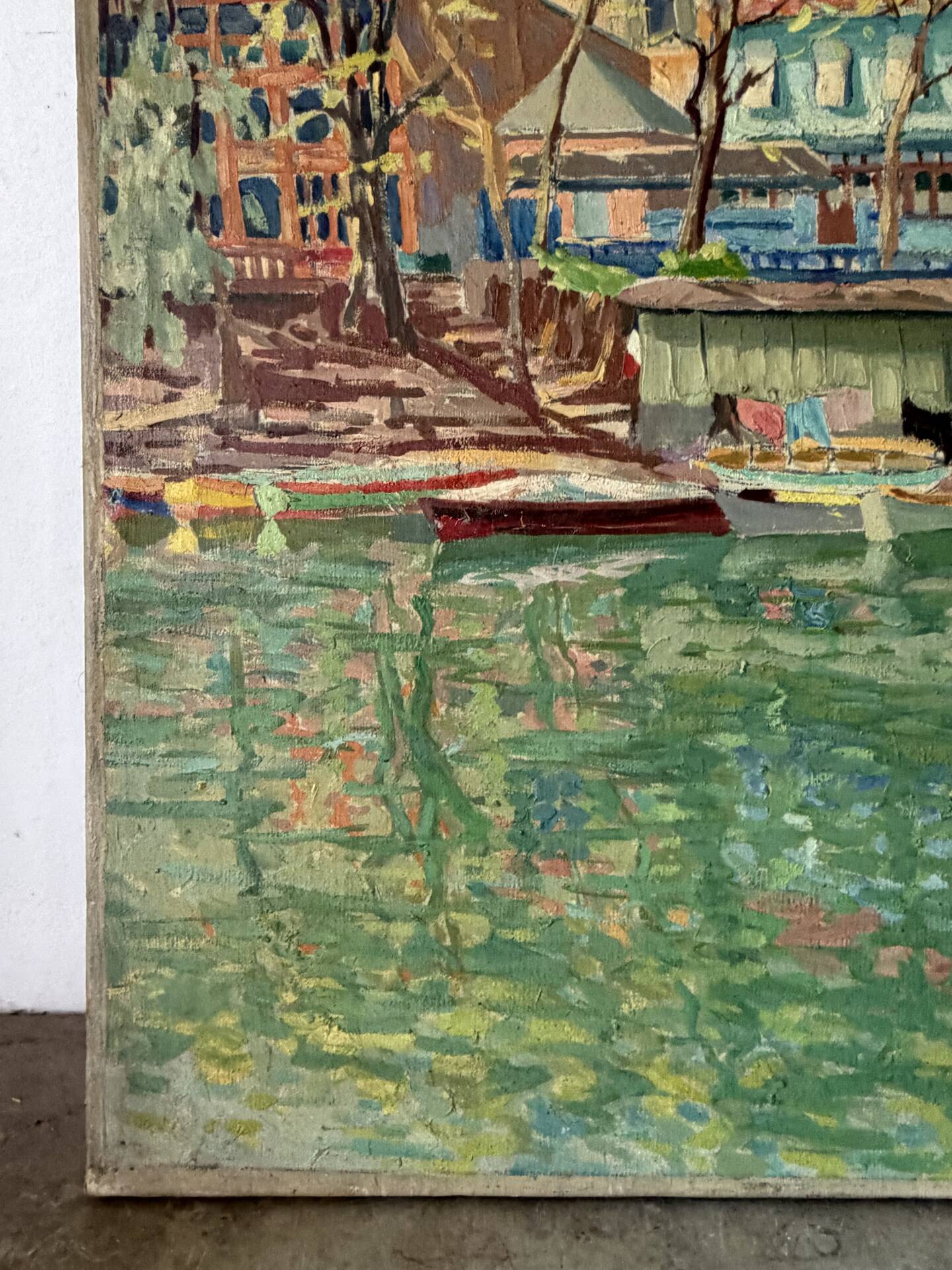"The guinguette at noon" oil on canvas signed LJ Varlet 1941
