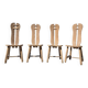Set 4 vintage brutalist dining chairs De Puydt Belgium solid oak