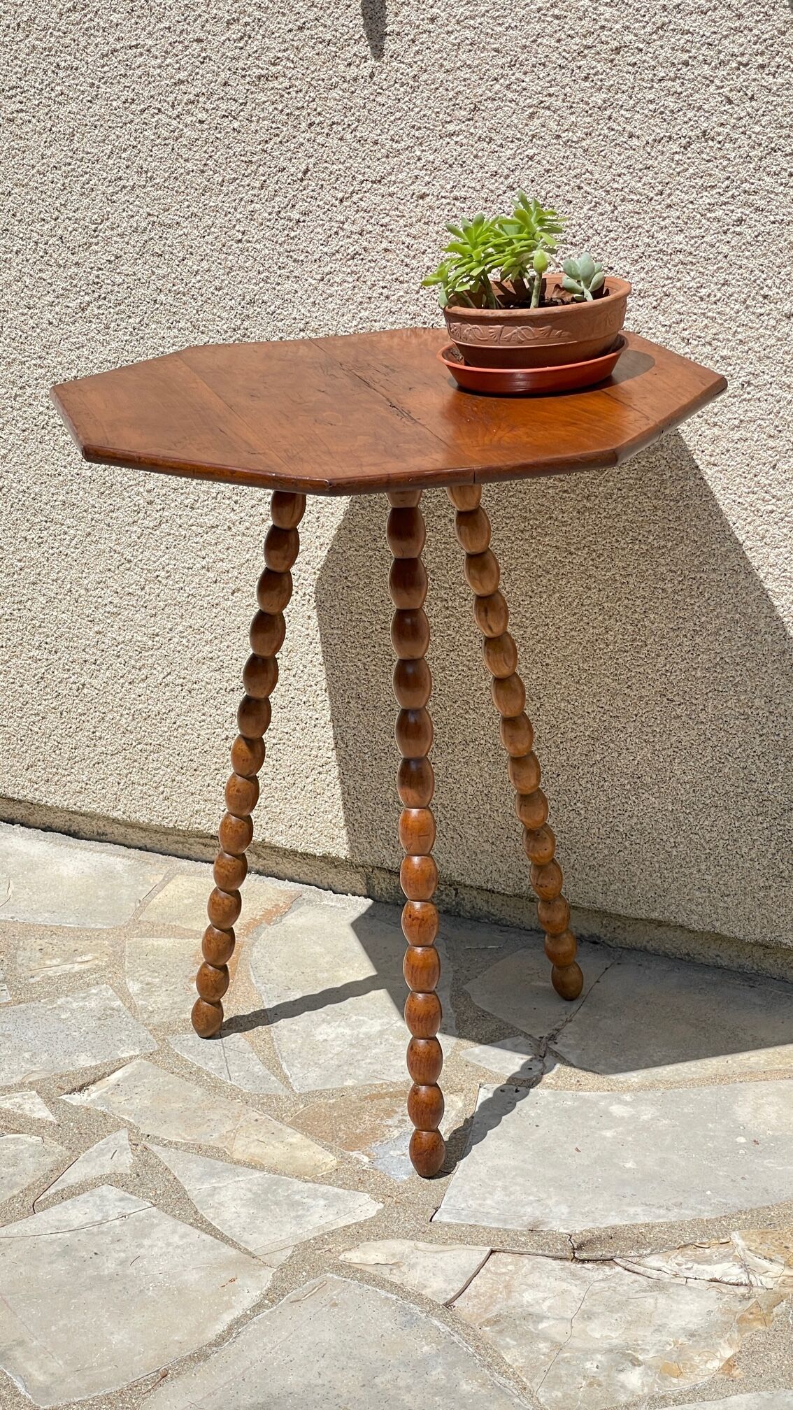 Table old legs tripod and turned wood