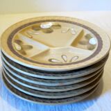 6 assiettes à compartiments Sarreguemines en grès