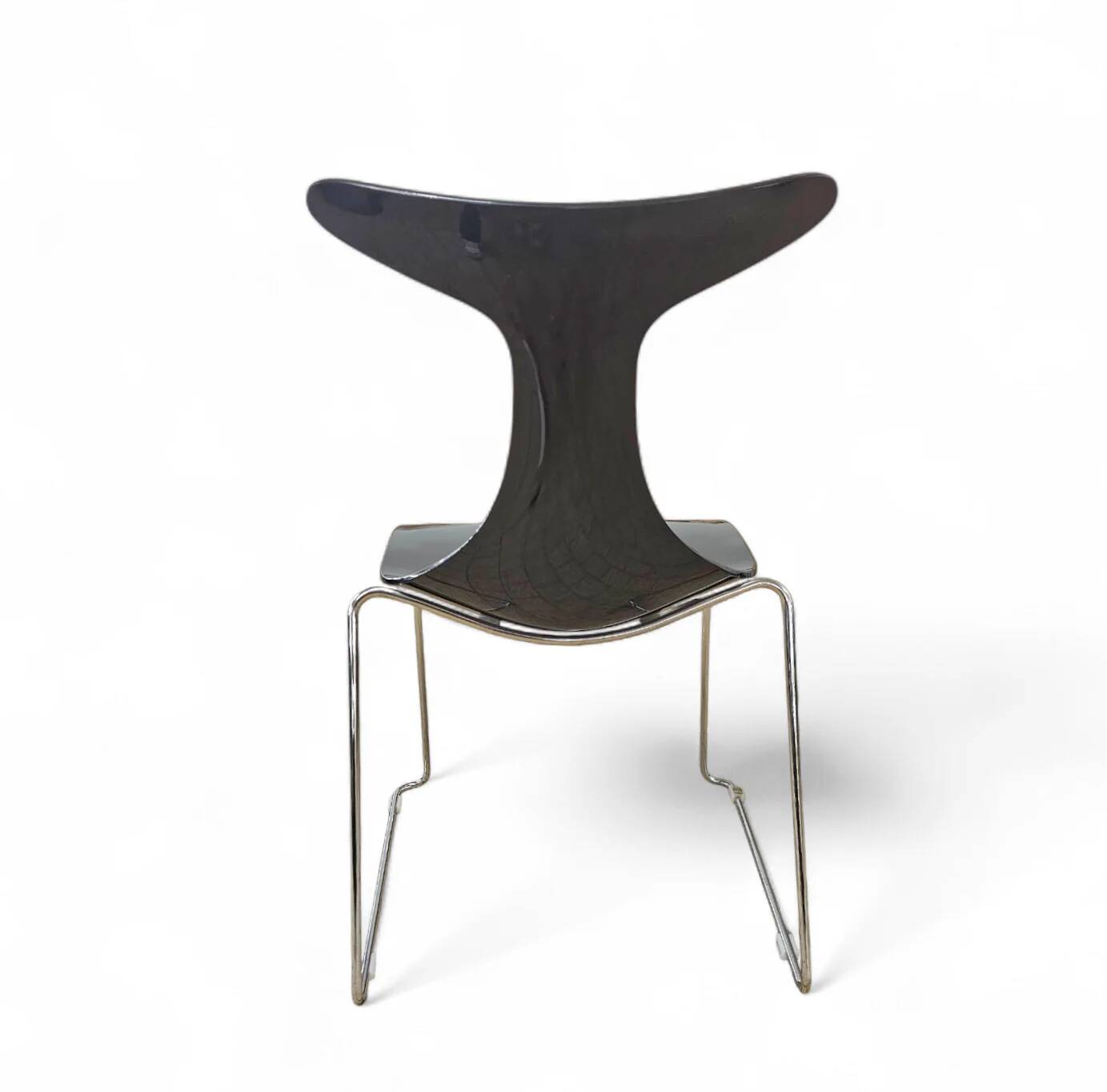 6 x Delfy chair by Gino Carollo for Ciacci Kreaty / Italy 1990s / 2 x red - 4 x black