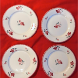 Plates Digoin Sarreguemines fleuries 19th century series Margaret pink flowers