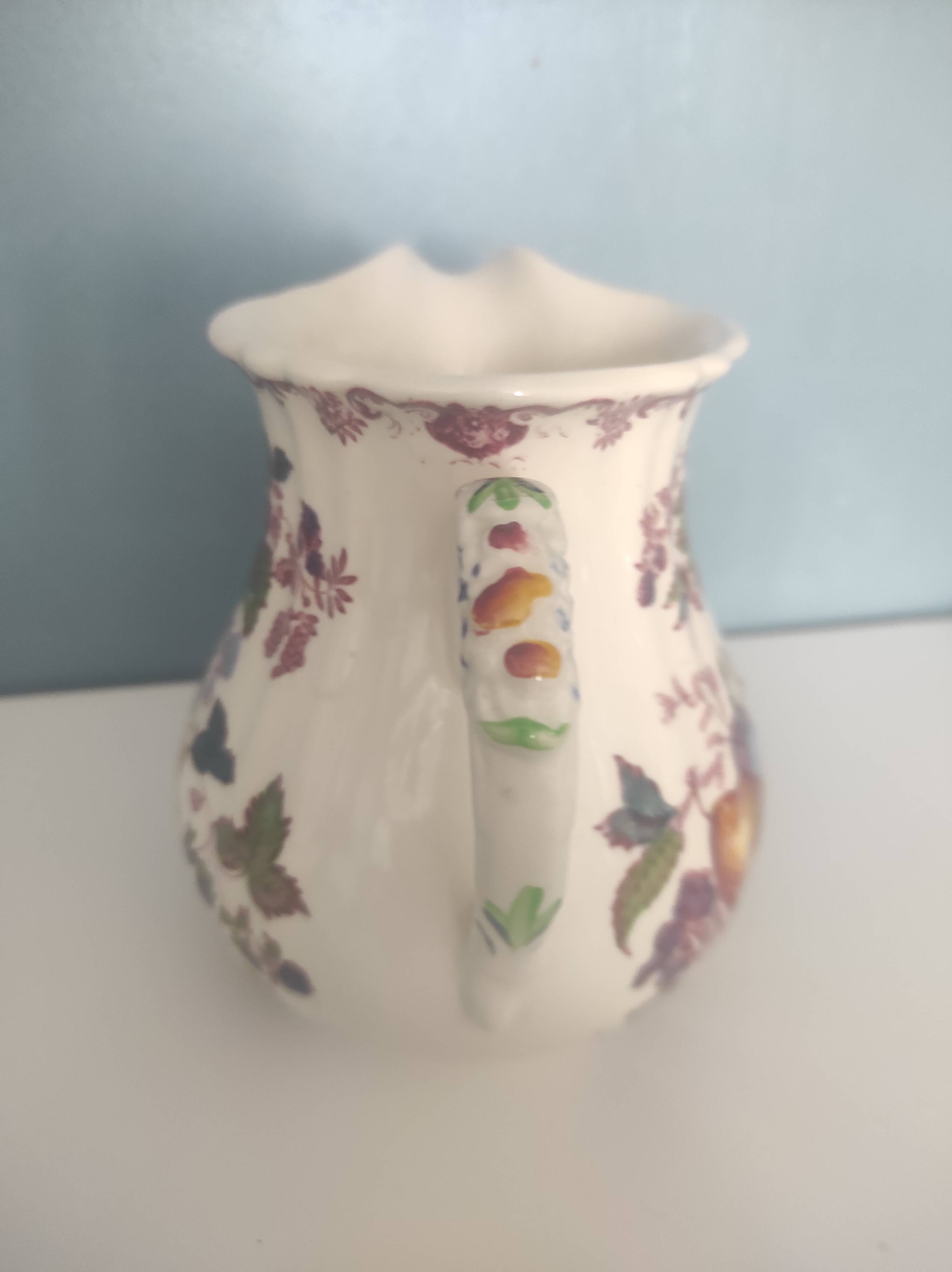 Multicolor Mason's Ironstone Fenton fruit basket pitcher