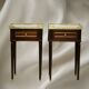 Pair of Louis XVI Style Nightstands with White Carrara Marble