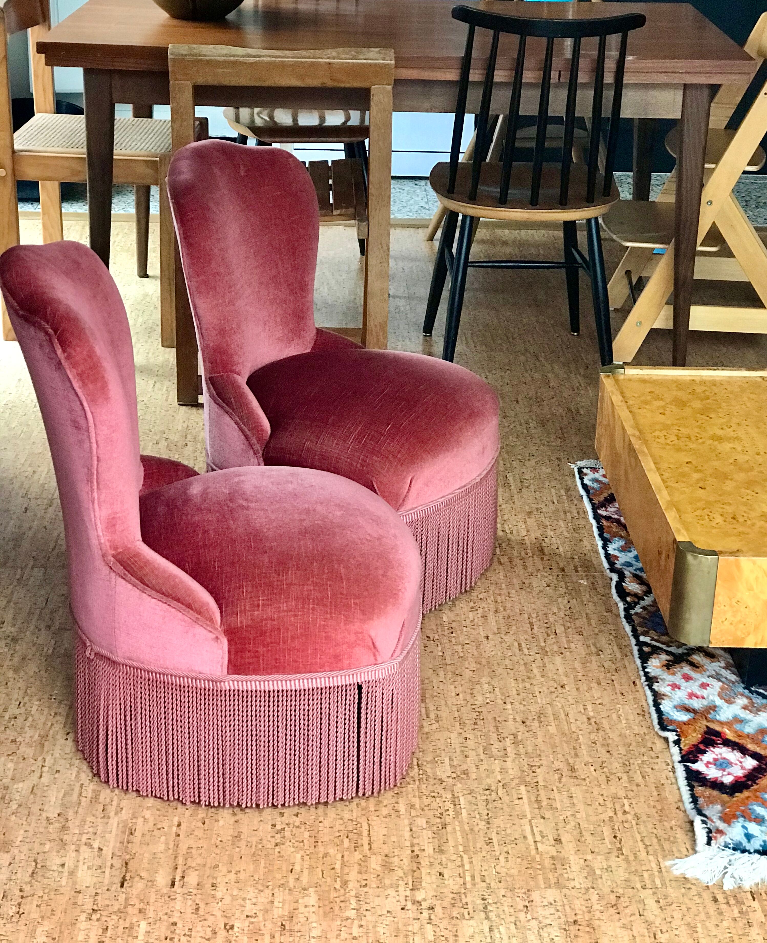 Pair of velvet armchairs