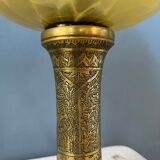 Antique art deco glass lamp with bronze base