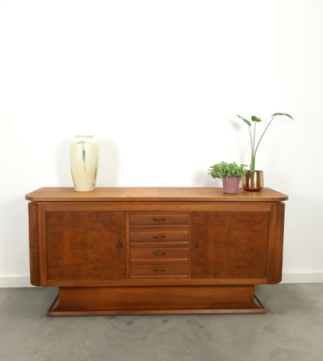 Vintage art deco wooden enfilade with drawers
