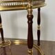 Oval Rolling Table in Brass and Mahogany with Openwork Gallery and Bottle Holder