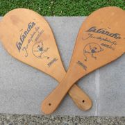 Pair of wooden "la cancha" snowshoes, Basque Country, Peleton, 1960