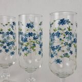 5 Arcopal Myosotis Veronica champagne flutes