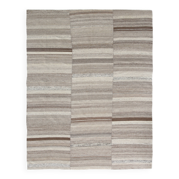 Tapis Kilim contemporain marron et crème 8x10, 233x293 cm