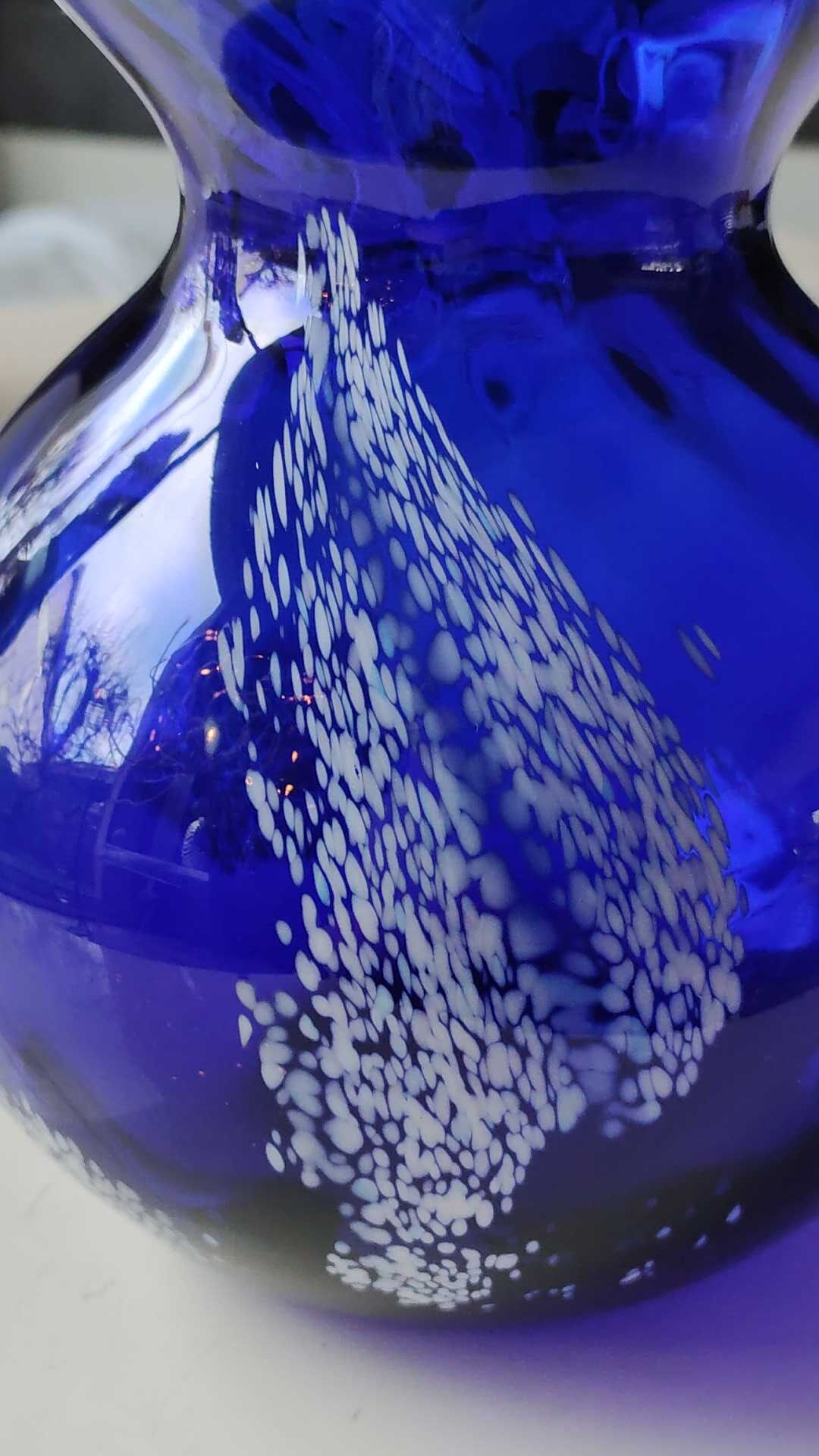 Vase shape vintage ball blown glass with frill